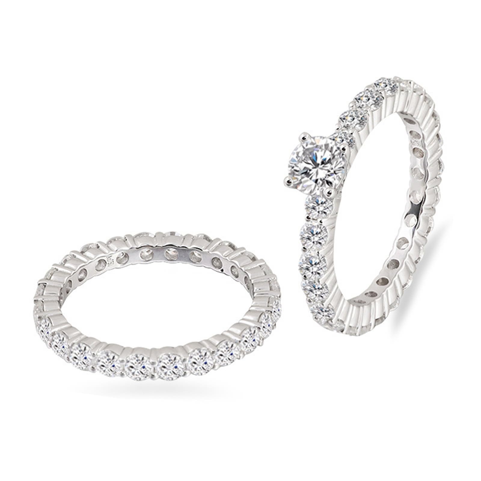 Regalo personalizado para mujer, alianza para mujer, platino de 9 quilates, Moissanite Eternidad, 2 piezas, talla hermana para hermana, cumpleaños, joyas