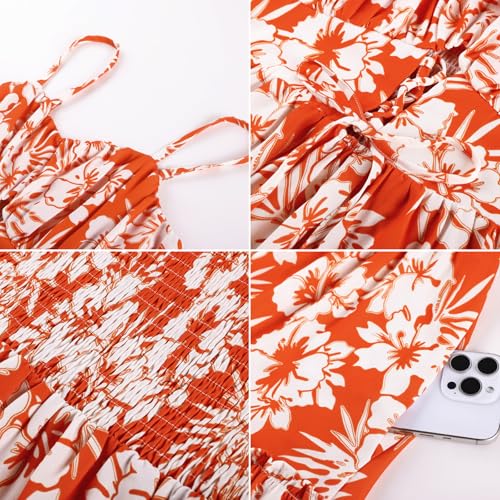 Image of GRACE KARIN 2026 Women's Spaghetti Vacation Sundress Summer Beach Flowy Boho Floral Maxi Dresses with Pockets