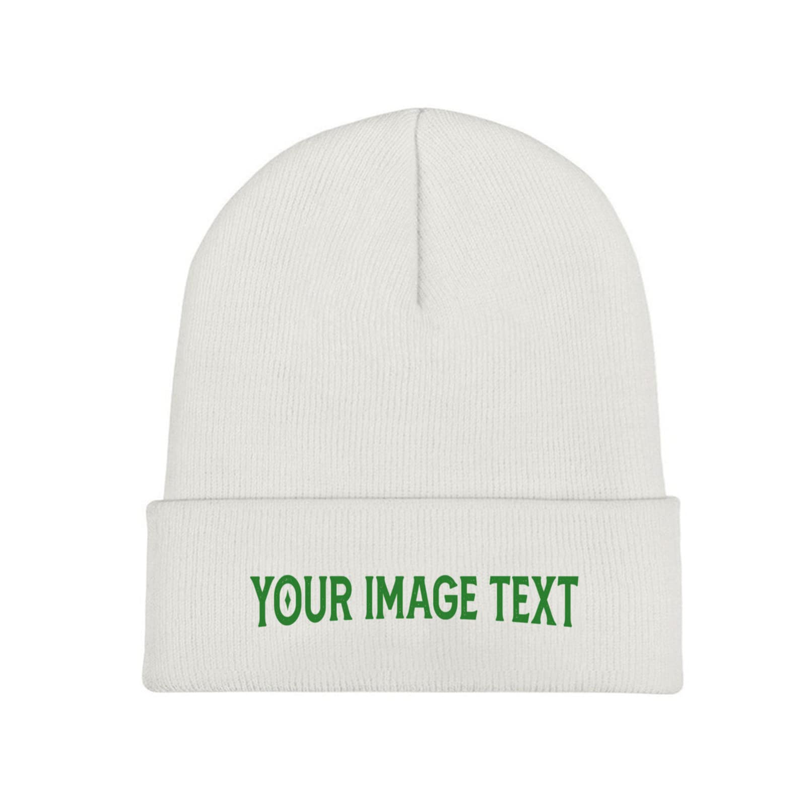 Miujonvy Unisex White Design Knitted Hat For Men Women Add Your Own Image Cuffed Beanie Hat