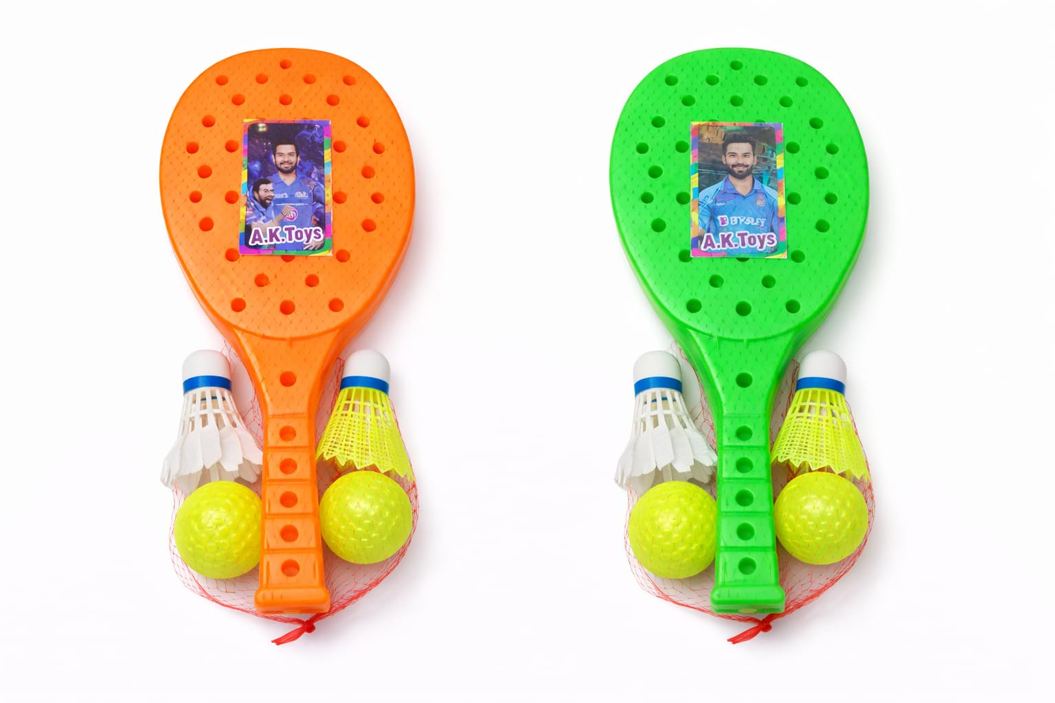 Kids Paddle Racket Game Set for 4 Players | Plastic Hand Paddle with Balls & Shuttlecock | Indoor & Outdoor Play | (Multicolour)-image-44
