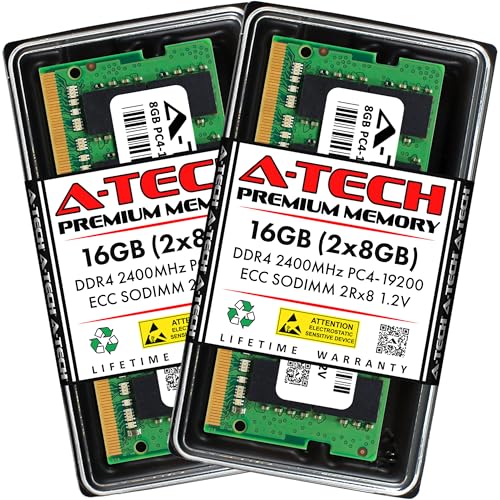 Image of A-Tech 16GB Kit (2x8GB) DDR4 2400MHz PC4-19200 ECC SODIMM 2Rx8 Dual Rank 1.2V 260-Pin RAM Memory Upgrade Modules for Microserver, Workstation, and Networking Platforms