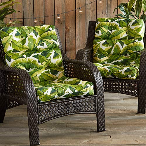 Greendale Home Fashions Outdoor 44 X 22-Inch High Back Chair Cushion, Set Of 2, Tropical White 2 Count #TOP1