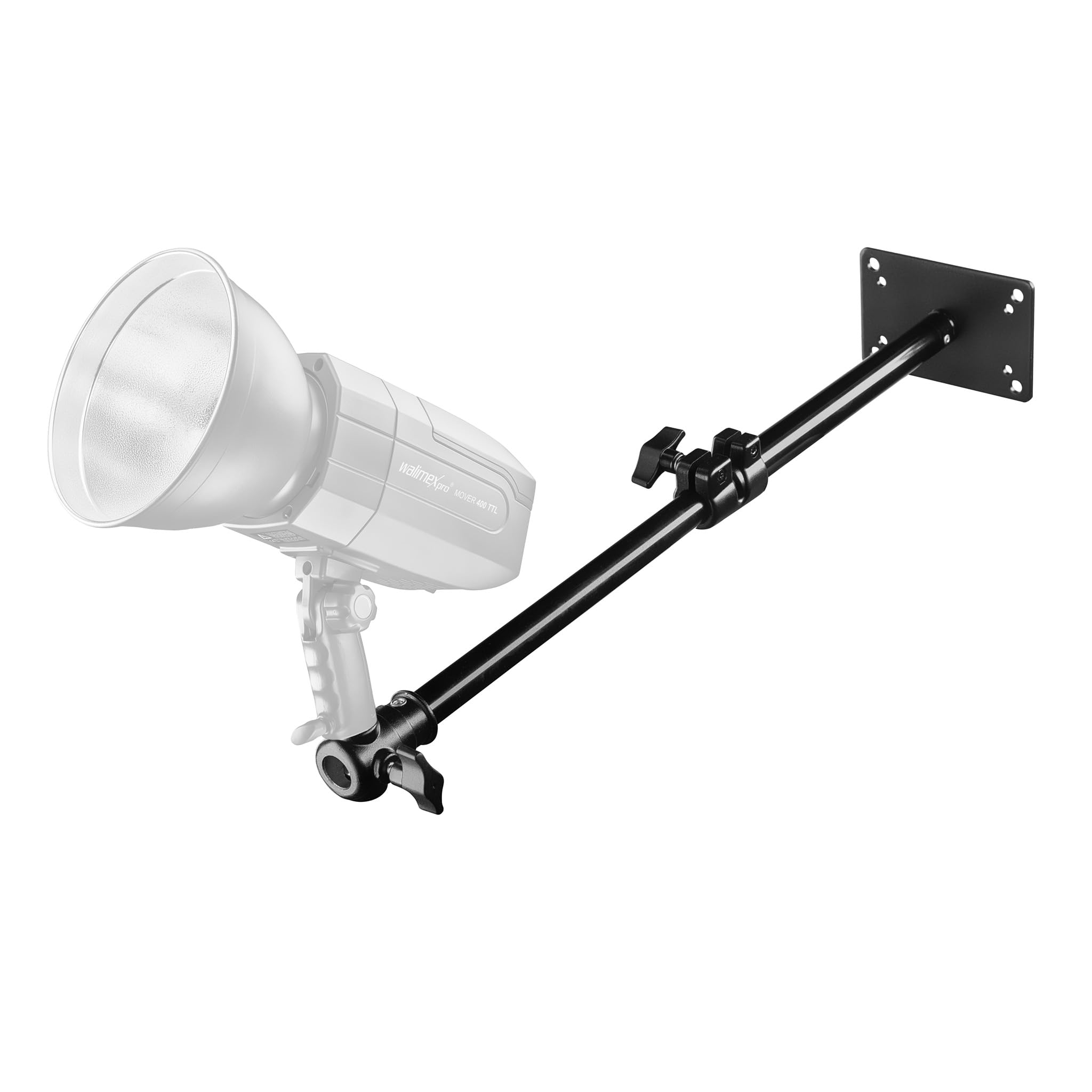 Walimex pro Deckenstativ 34-54 cm, Lichtstativ mit doppelseitigem 5/8" Spigot, Auslegerarm Halterung mit 1/4" u. 3/8" Gewinde, Lampenstativ belastbar bis 6 kg ideal für Videoleuchte, Softbox u. Kamera