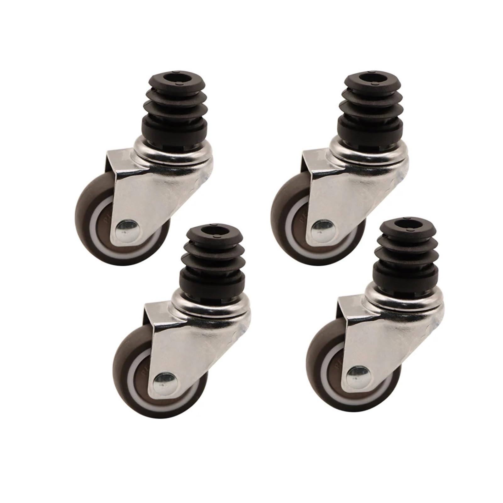 GBRJUYF 4-Pack 1.5" Rubber Swivel Caster Wheels with M8 Threaded Stem & Brake - Heavy Duty 80kg Capacity for Tubular Shelving and Furniture Mobility