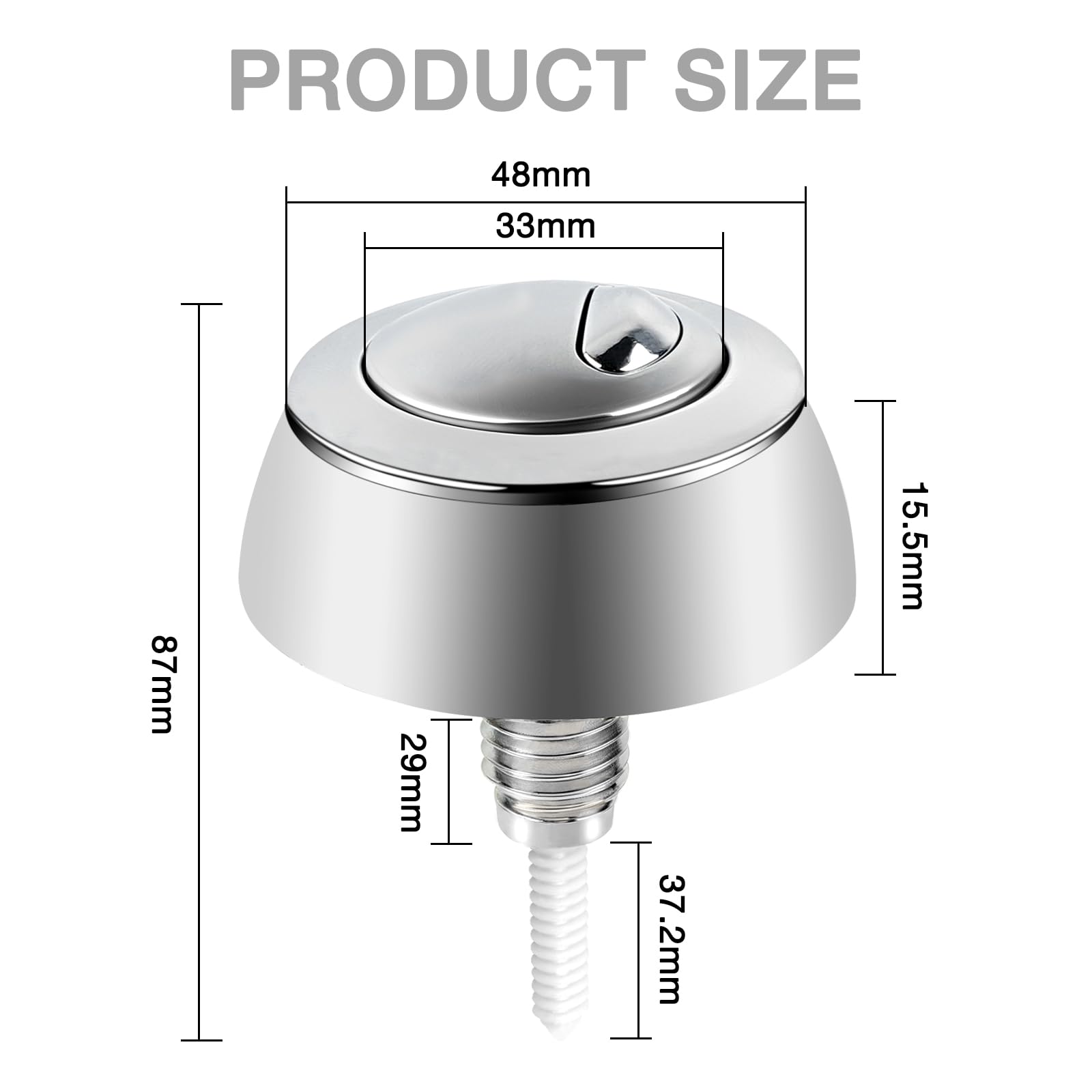 Adjustable Dual Flush Toilet Cistern Push Button for Siamp for Optima 49 Toilet Push Button Dual Flush Systems 16-50mm Toilet Push Button (Silver) - Image 3
