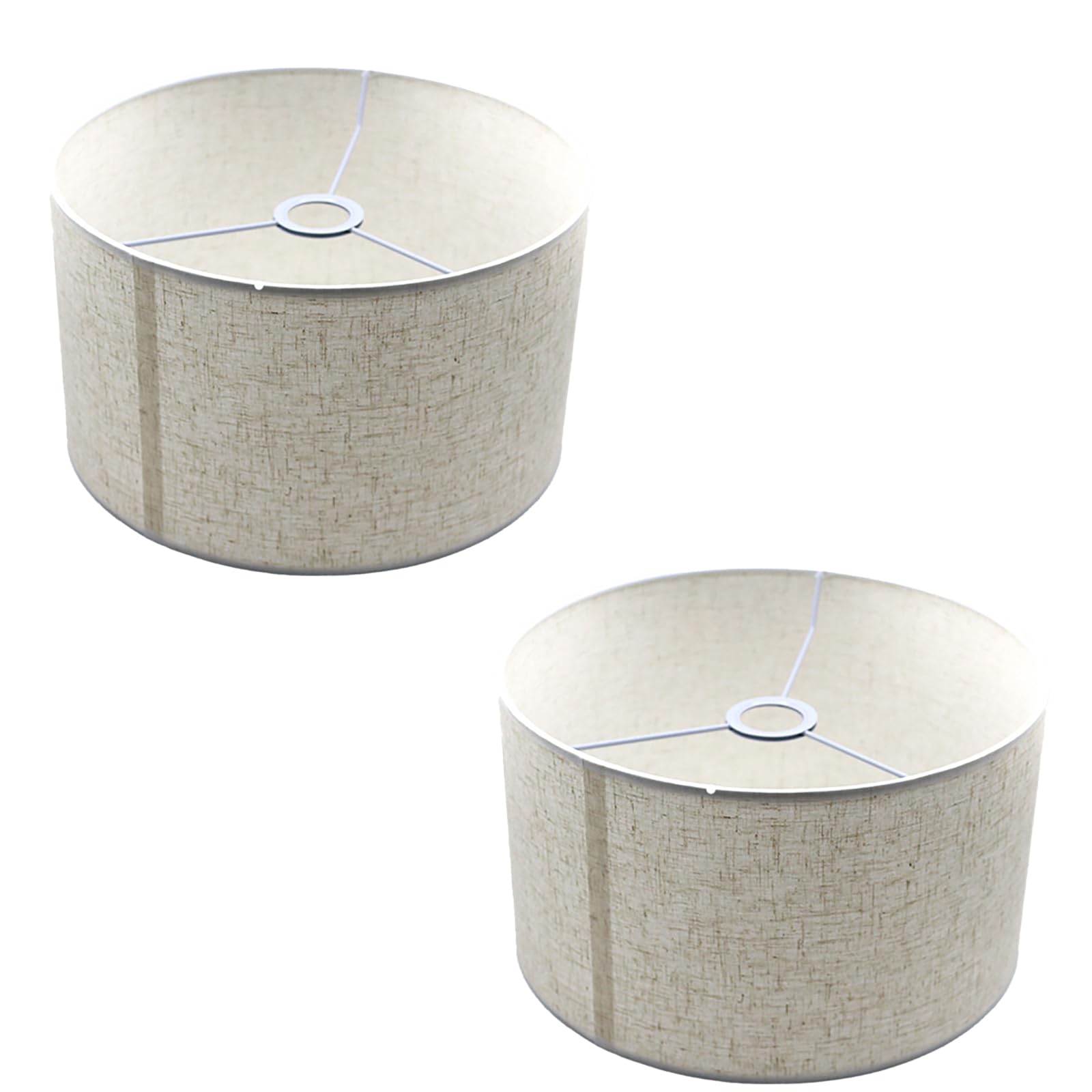 XIKUA 2 Pcs Fabric Lampshade for Ceiling Lights Pendant Modern Drum Lamp Shades for Table Floor Bedroom with E27 to E14 Adapter Ring (2, 8in)