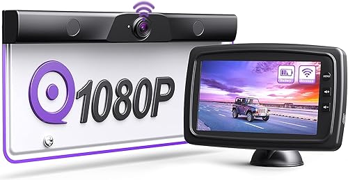 eRapta Totally Wireless Backup Camera System 1080P Reverse Camera with 5 Inch Monitor 170 Wide Rear View IR Night Vision IP69K Waterproof Easy Mount