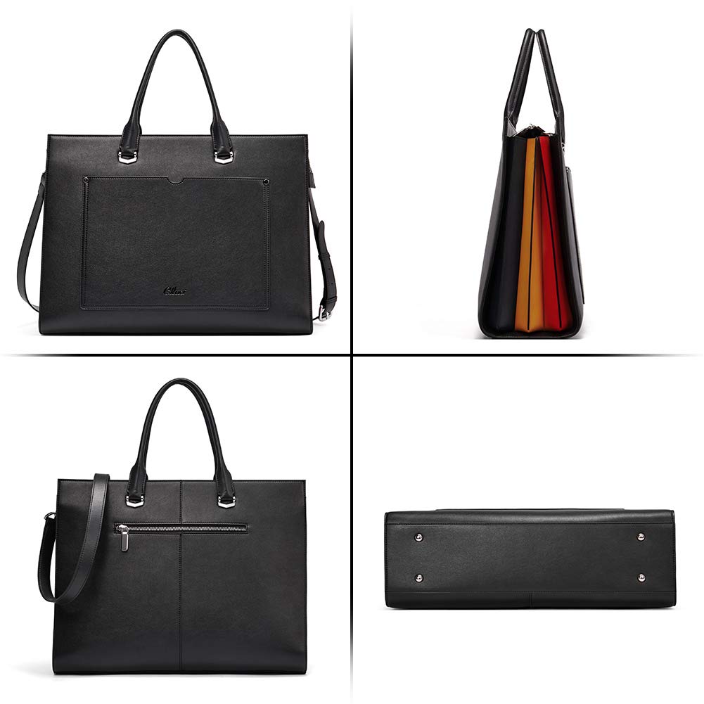 CLUCI Valigetta per le Donne di Modo Del Cuoio Genuino 15.6 Pollice Del Computer Portatile Sottile Grande Tasca Business Ladies Borsa A Tracolla, A Black, Large