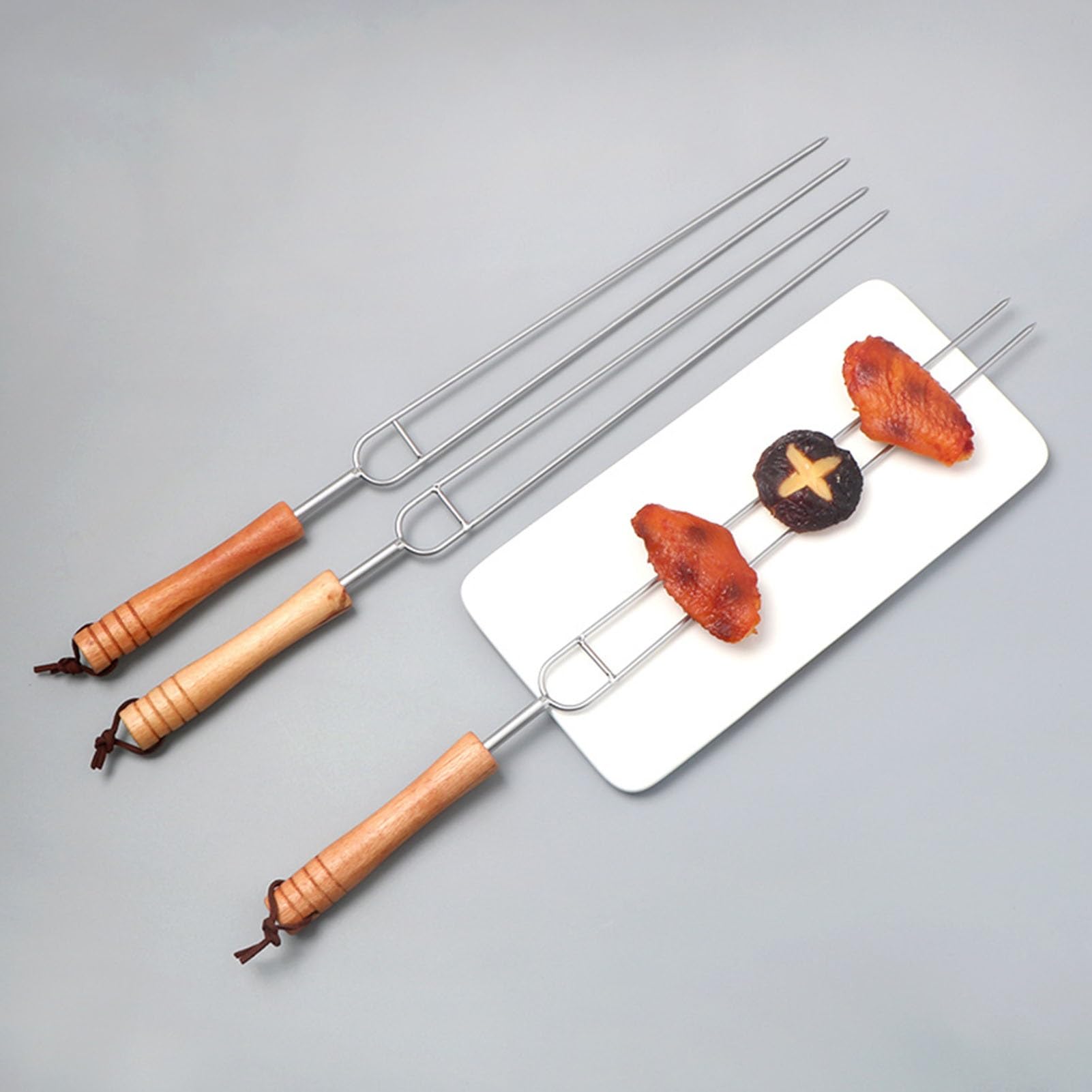 Spiedini for grigliate in Acciaio Inossidabile, spiedini for Barbecue Lisci, a Doppia Punta, Non Facili da Rompere, for Carne, gamberi, Pollo e Verdure (Size : 12)