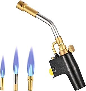 GJCrafts MAPP Propane Torch, Gas Torch with 3 Nozzles/Tips, Multi Purpose Trigger Start Propane Torch, MAPP Torch Kit for Cooking, Searing Steak,Gas cylinders not Included