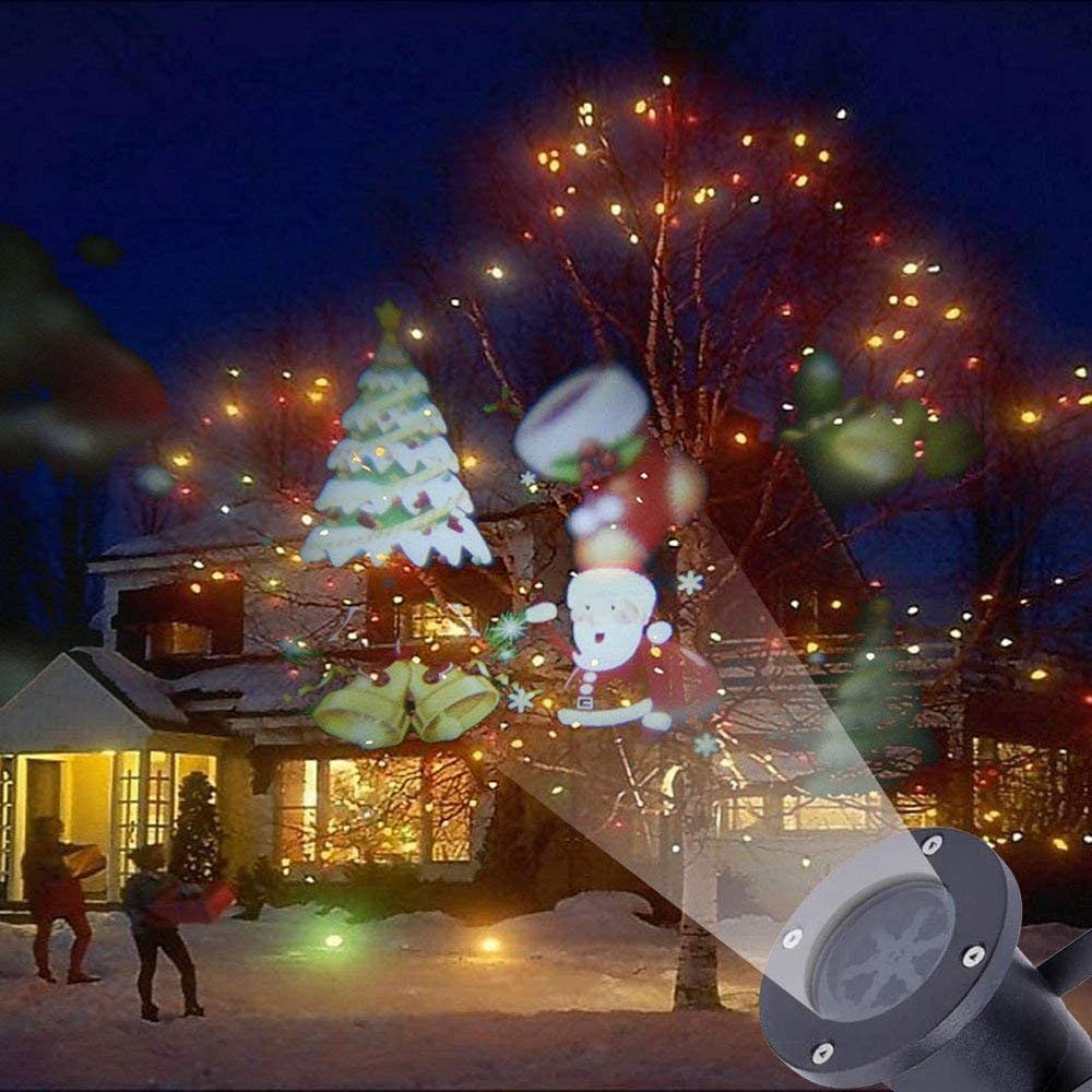 12 Motifs Lampe Projecteur Led Flocon De Neige De Noël Cœur Anniversaire Mariage Fête Projection Led Décoration Maison Halloween