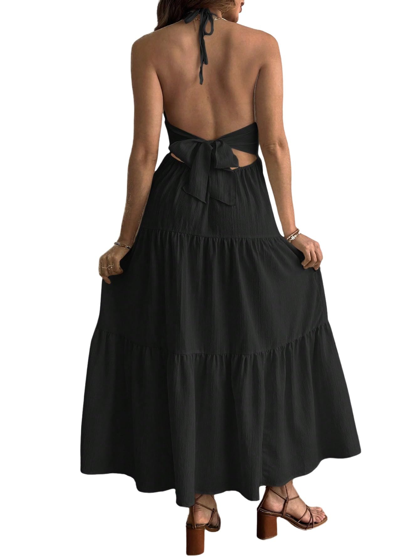 SweatyRocks Robe bohème pour femme enceinte - Robe longue dos nu - Robe d'été - Robe de grossesse - Robe de fête - Tenue d'été