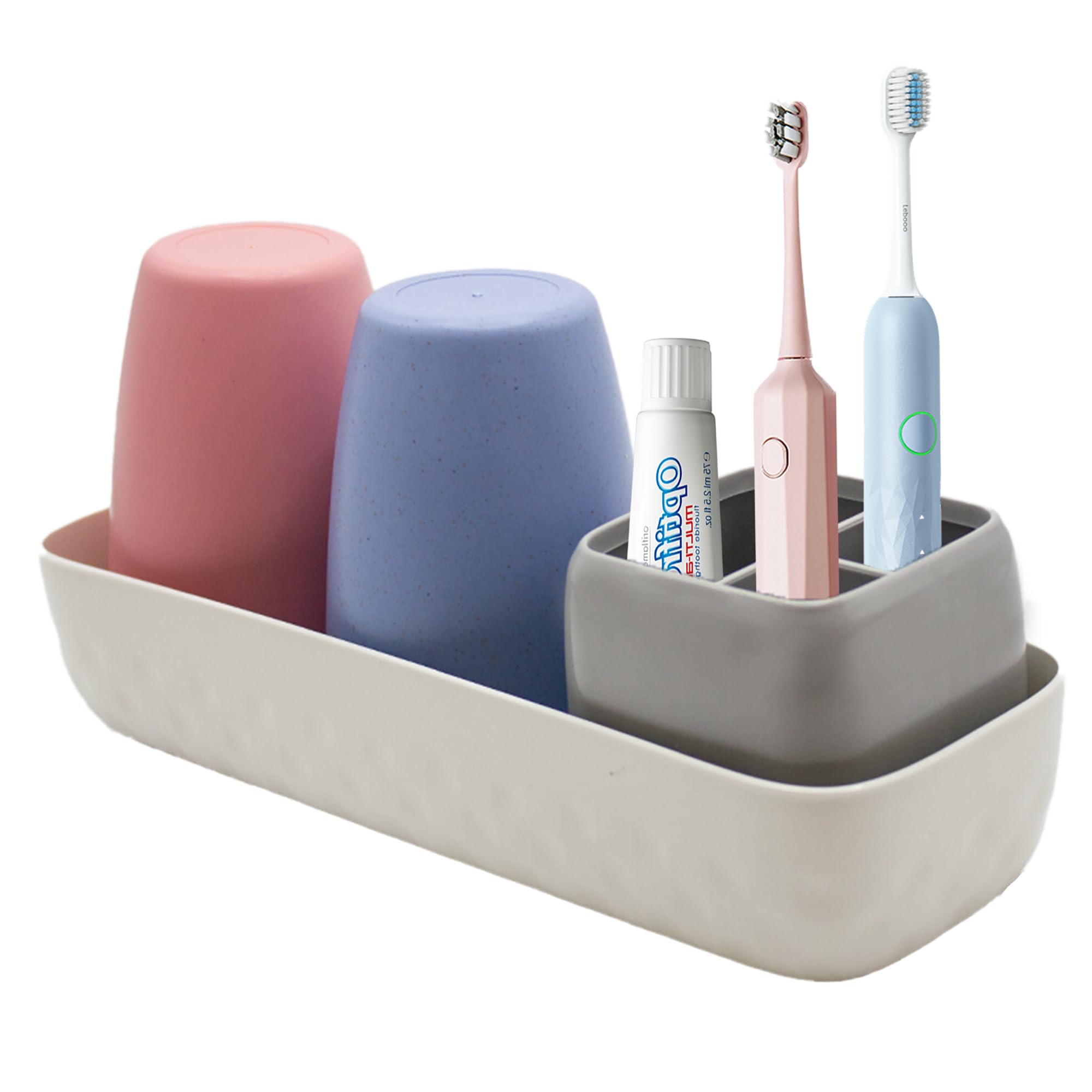 Toothbrush Holder - Bathroom Accessories Set for Kids Toothbrush Holder, Kids Bathroom Decor, Kids Bathroom Set for Countertop, Blue & Red