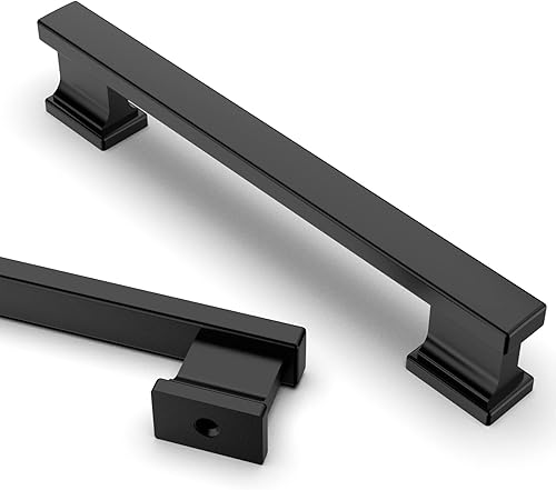 Asidrama Paquete de 6 manijas de gabinete de cocina color negro mate de 5 pulgadas (5.039 in), tiradores de gabinete, accesorios de gabinete de