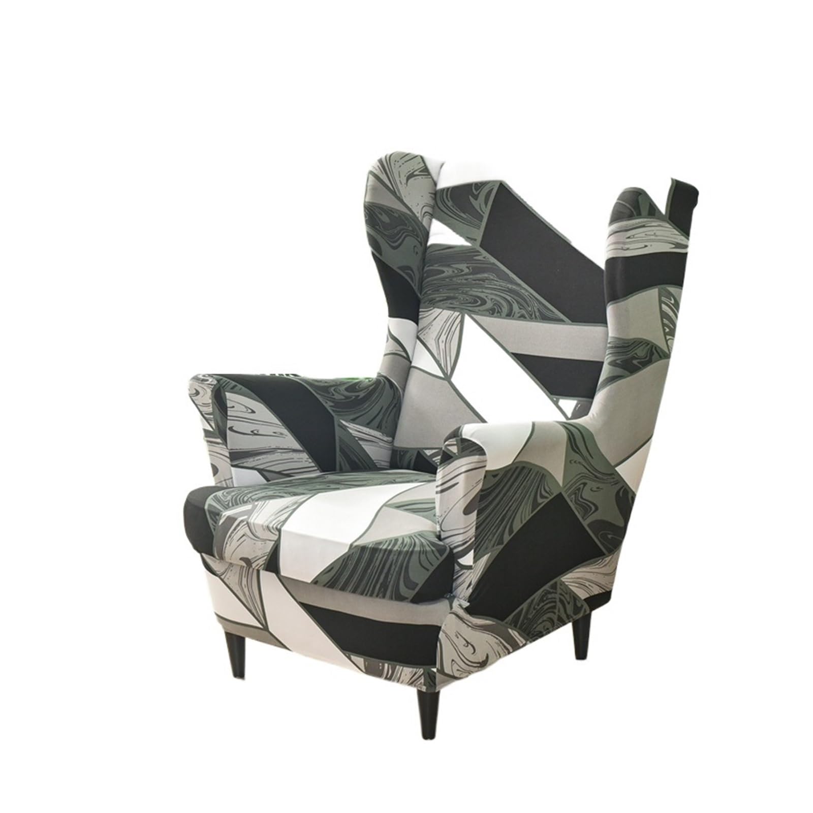 GCYEIDMA Wing Chair Slipcover Wing Chair Slipcovers Stretch Fabric Wingback Sofa Covers Elastic Printed Armchair with Seat Cushion Case(A8 Wingchair Cover)