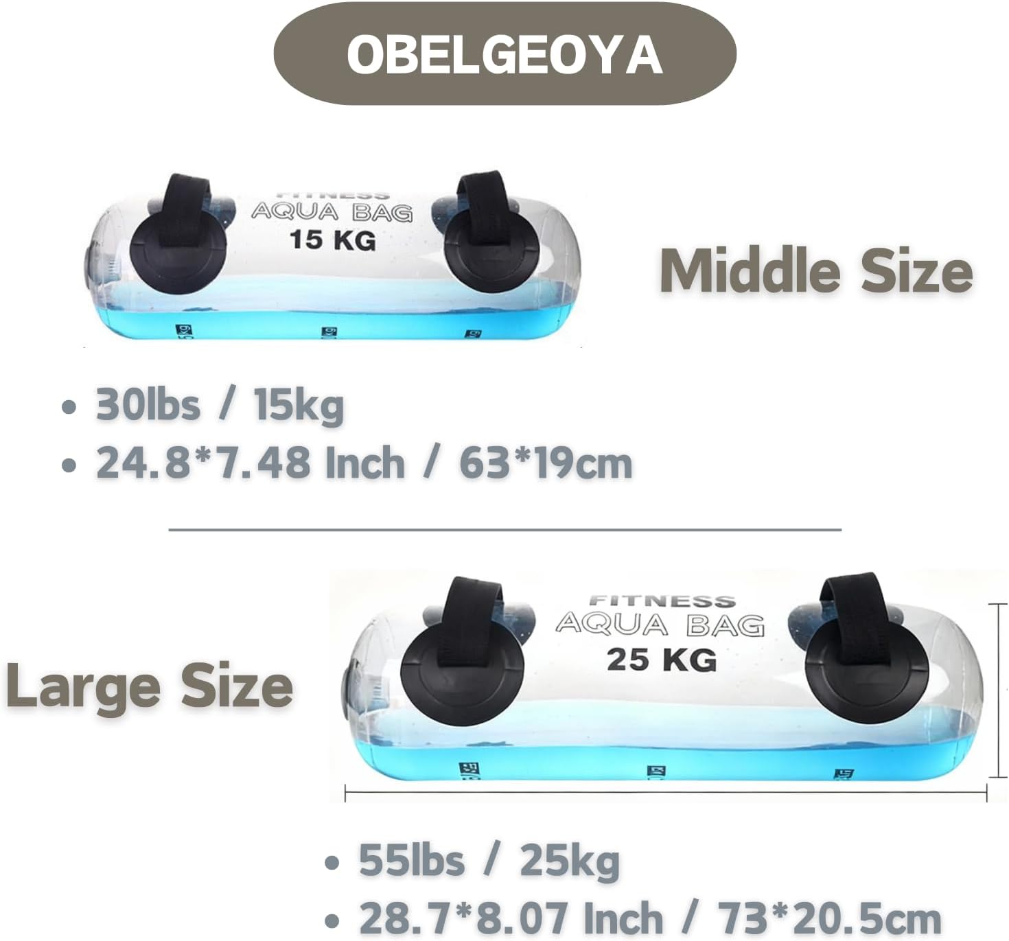 Aqua Dumbbell Bag Water Weights 30-55 lbs – Adjustable Water Weight Training Bag for Core Strength, Balance, Stability, Functional Fitness, Home Gym & Full Body Workout, Cross Training, HIIT