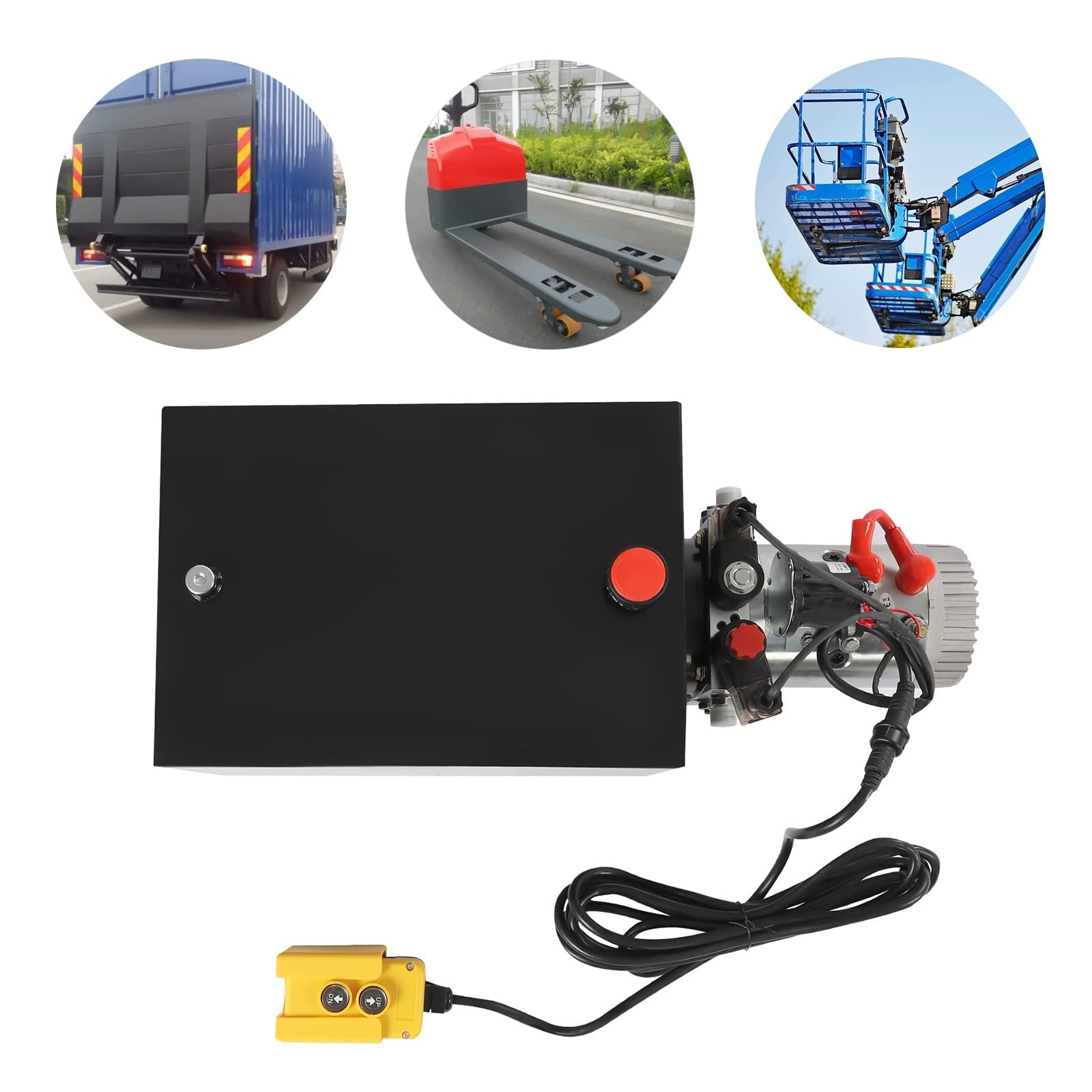 Hydraulikaggregat für Kippanhänger, 12 V Gleichstrompumpe mit Metallölbehälter, ideal zum Heben von Autos und Fernsteuerung