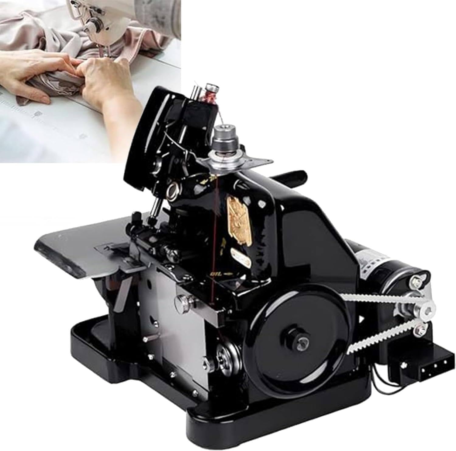 Serger Sewing Machine, Overlock Leather Sergers Machines, Adjustable Stitch Length, with Metal Frame, Overlock Sewing Machine for Hemming Sewing Black