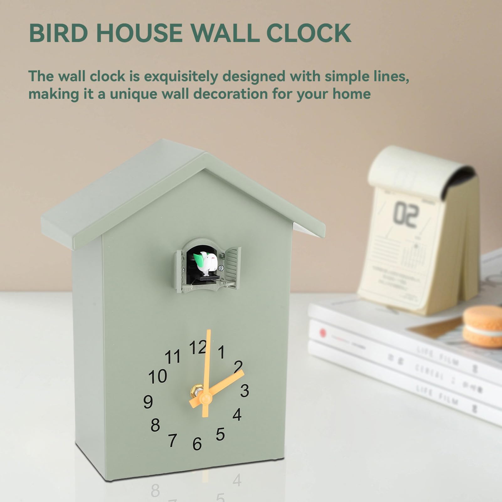 Horloge Murale À Coucou, Coucou Horloge Menthe Pendule Murale Originale Style Nordique avec Voix d'oiseaux, Pendule Suspendu, Horloge Coo Coo pour Art, Maison, Salon, Bureau