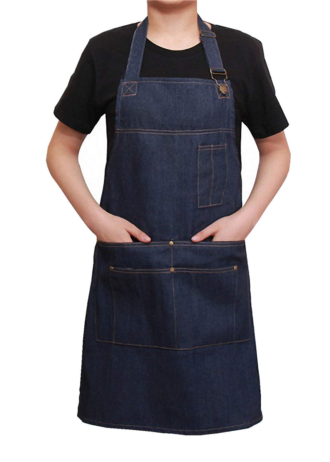 Kitchen Aprons Adjustable Cowboy Cooking Apron with Pockets Bib Aprons Water Oil Stain Resistant Kitchen Home Housework Cafe Waiter Chef Women Men Free-Size