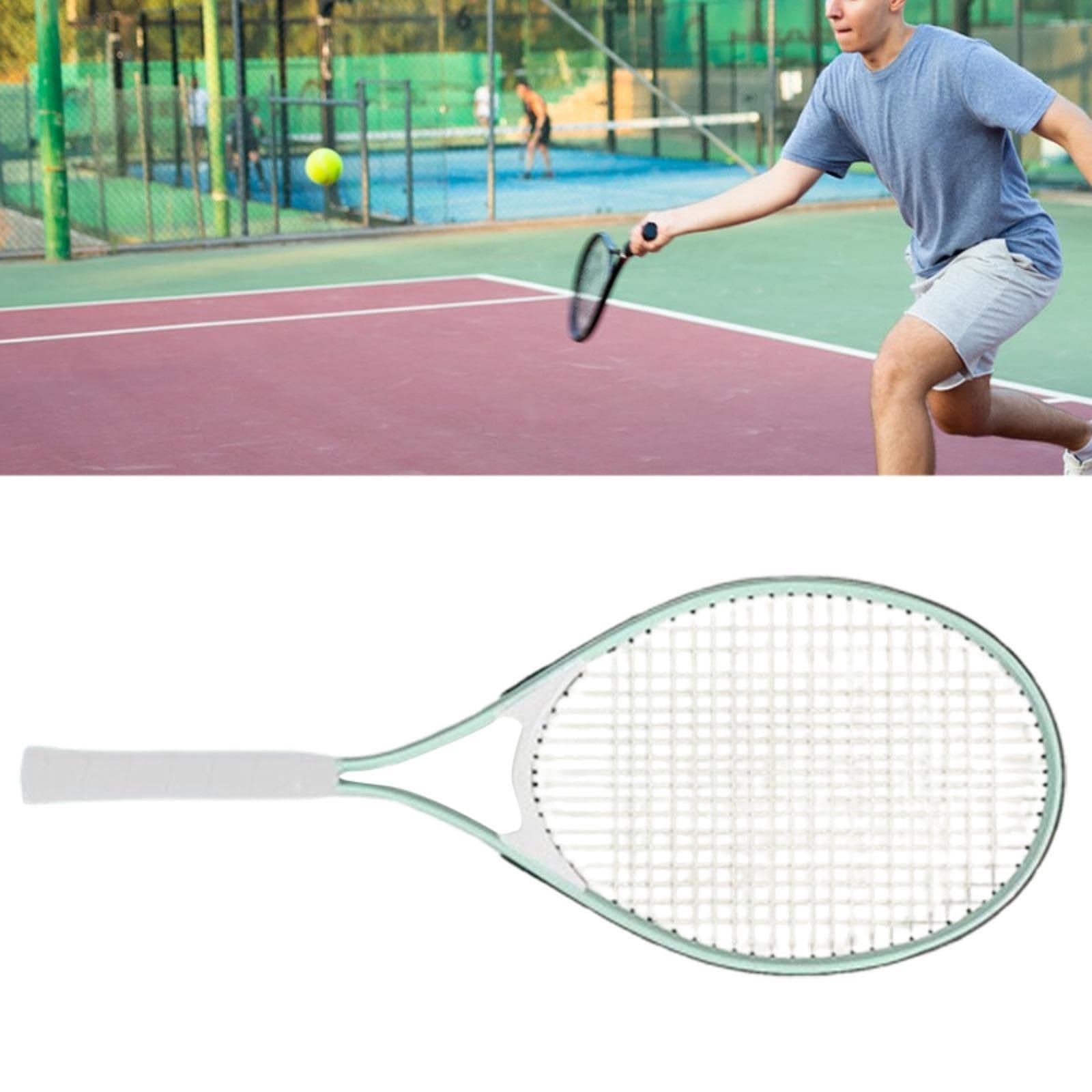 Racchetta da Tennis per Principianti Adulti, Comoda, Portatile, per Il Tempo Libero, L'allenamento, Leggera, per Giochi All'aperto, Esercizi I, Verde