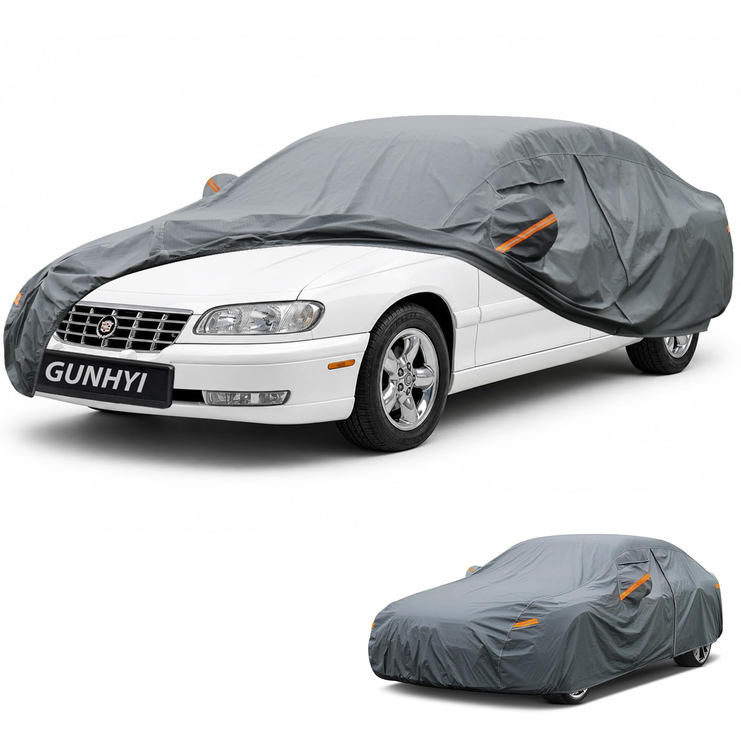 GUNHYI Premium Car Cover Custom Fit Cadillac Catera, 16 Layers Heavy Duty Car Cover Waterproof All Weather with Zipper Door for Sun Rain Snow Dust Uv Protection