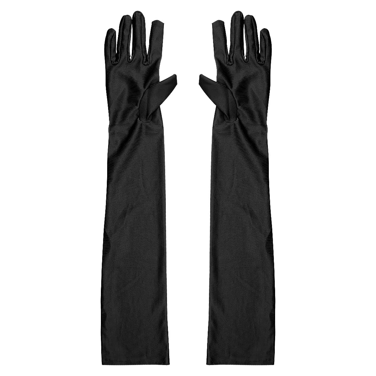 Jagowa Women's Black 2Pcs Long Gloves Satin Elbow Length 1920S Opera Gloves Evening Costume Party Dance Gloves For (, White, Red)
