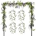 Felice Arts 4 Pcs Artificial Flowers 6.6ft/Piece Silk Wisteria Ivy Vine Green Leaf Hanging Vine Garland for Wedding Party Home Garden Wall Decoration, Purple