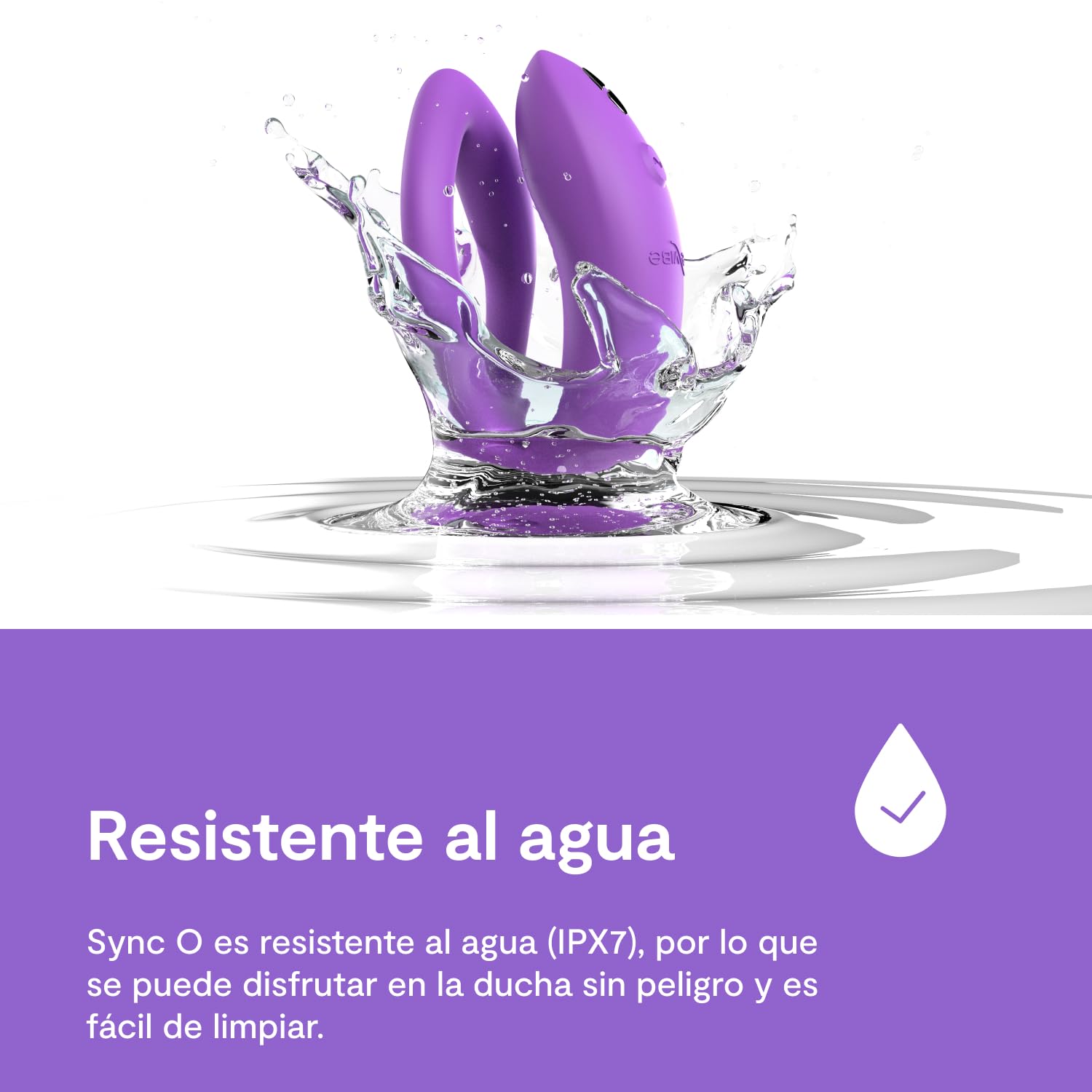 We-Vibe Sync O Vibrador para parejas | Juguete erótico en forma de C con mando a distancia | Vibración controlada por aplicación | Estimulación del punto G y del clítoris | Impermeable | Morado