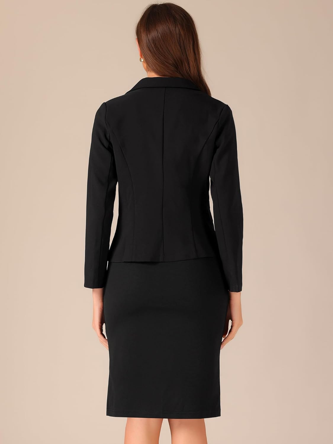 Allegra K Business Dress Suit Sets for Women's 2 Piece Outfit Work Office Notched Lapel Jacket Blazer Solid V Neck Dress
