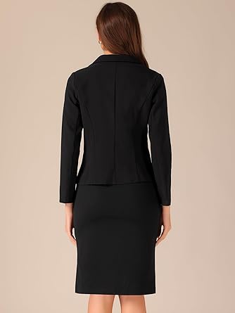 Completo Donna Allegra K 2 Pezzi - Giacca E Vestito Ufficio, Poliestere/Elastan, Formale - Foto 10