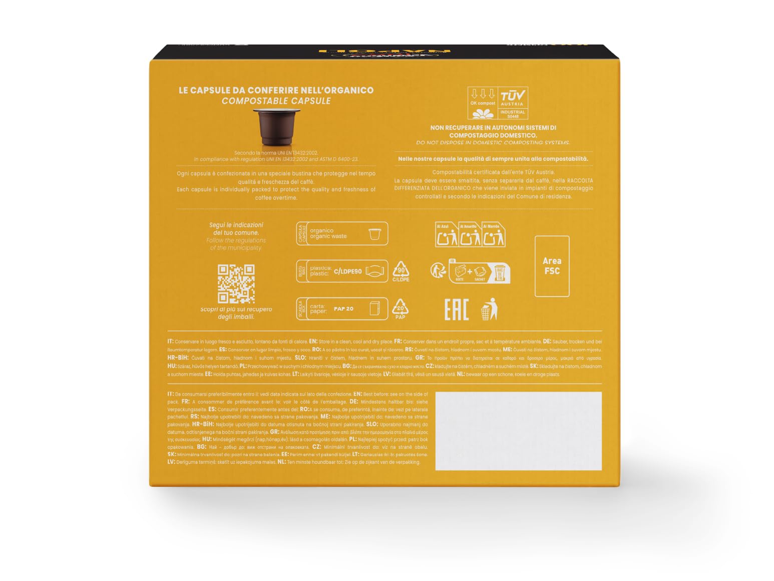 Caffè Vergnano 1882-100 Capsule - Caffè Compostabili e Compatibili con Nespresso, Napoli - Pack da 100 capsule