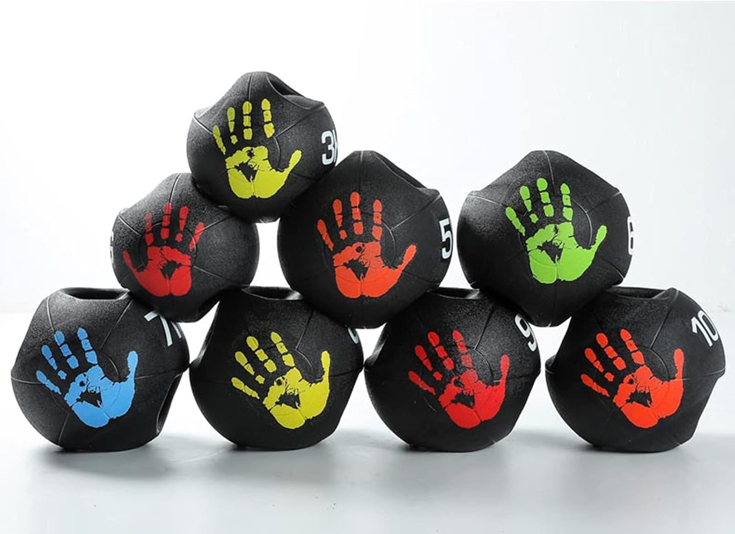 Palla Medicie Double Hadle Fitess Ball, Maschio E Femmina Core Stregth Traiig Aerobics Rubber Ball, 3 kg / 4 kg / 5 kg / 6 kg / 7 kg / 8 kg / 9 kg / 10 kg, Black, 9kg/19.8lbs