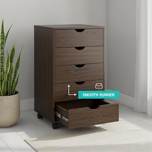 Miniatura 231 de Naomi Home Cómoda de 5 cajones para dormitorio, alta y elegante, con ruedas y estantes de almacenamiento, pequeña para guardarropa, para maquillaje,