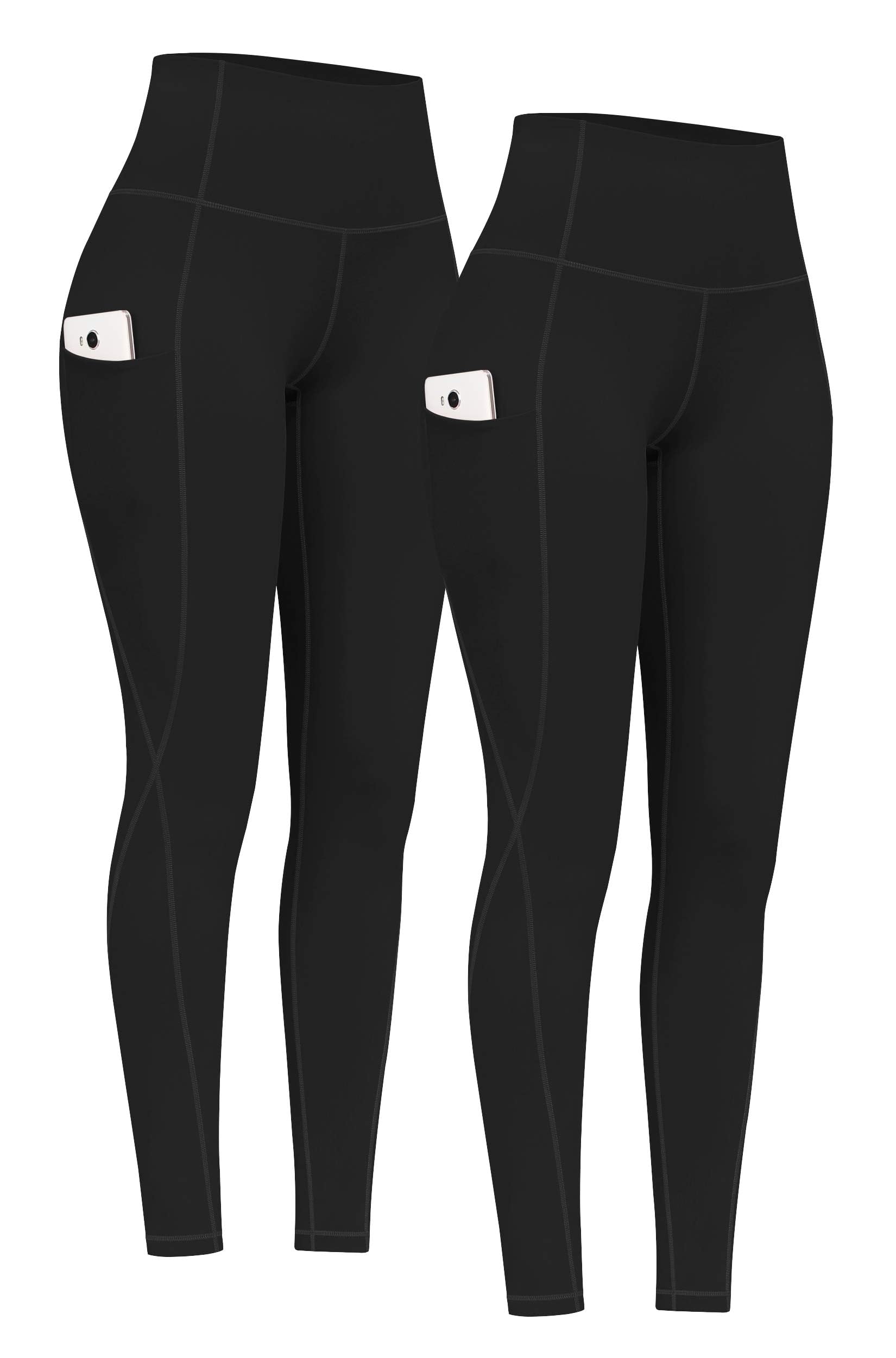 2 Pack High Waist Yoga Pants with Pockets, Tummy Control Leggings, Workout 4 Way Stretch Yoga Leggings