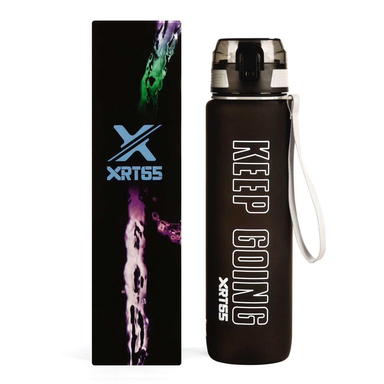 XRT65 Sipper Watter Bottle 1 Ltr, Unbreakable, Leakproof Sipper Water Bottle for Adults, Motivational water bottle for Gym office home, BPA-Free Non-toxic,with Cleaning Brush & Strap (Black)-image-8