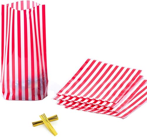 Vista 8 de YESON Black Stripe Clear Cello Bags Candy Plastic favor cellophane Treat Bags,Pack of 50