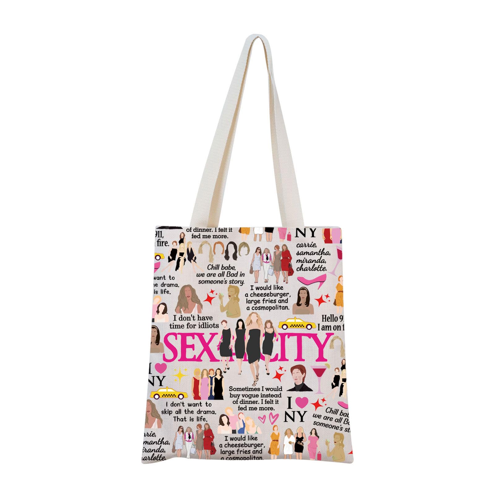 MNIGIU Sex City TV Series Inspired Gift Sex City Tote Bag Sex City Fans Gift Romantic Comedies TV Series Lover Gift
