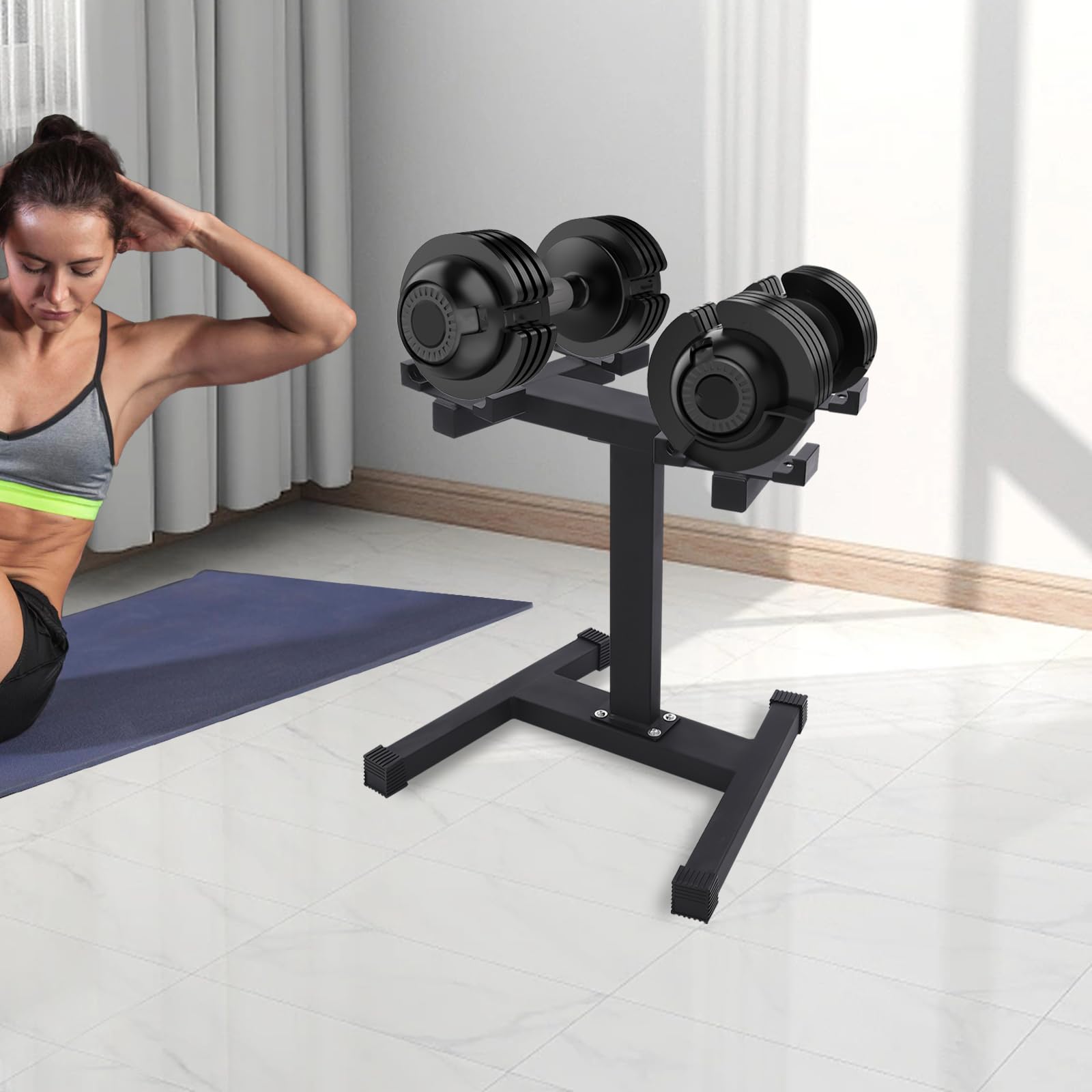 Supporto per manubri in acciaio verticale, ideale per la palestra a casa per bambini/donne (nero)