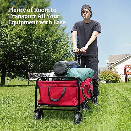 FAZENHUA Trolleys, Gartenwagen, Faltbarer Wagen, robuster Festivalwagen, Zugwagen, LKW-Transportwagen, zusammenklappbar mit Bremsrädern, 80 kg/176 Pfund Kapazität – Bild 7