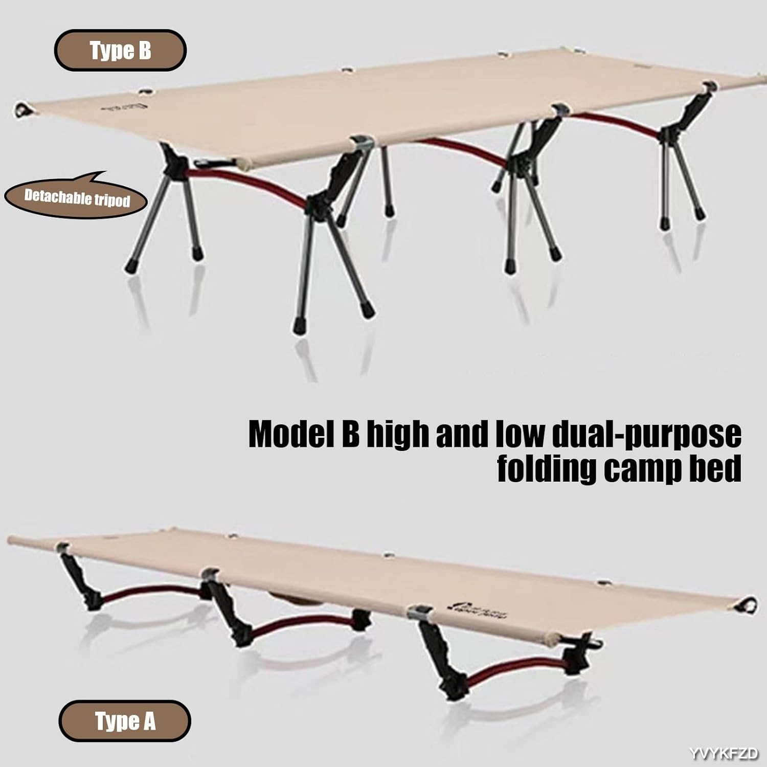 YVYKFZD Camping Cots for Adults, Easy-to-Assemble Folding Camping Bed, Portable Single Sleeping Cots with Carry Bag, 1000D Double Layer Oxford, Supports 330 lbs (Color : Black)