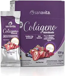 Sanavita Colágeno Verisol Hidrolisado - Saúde da Pele - 30 Sticks - Frutas Vermelhas