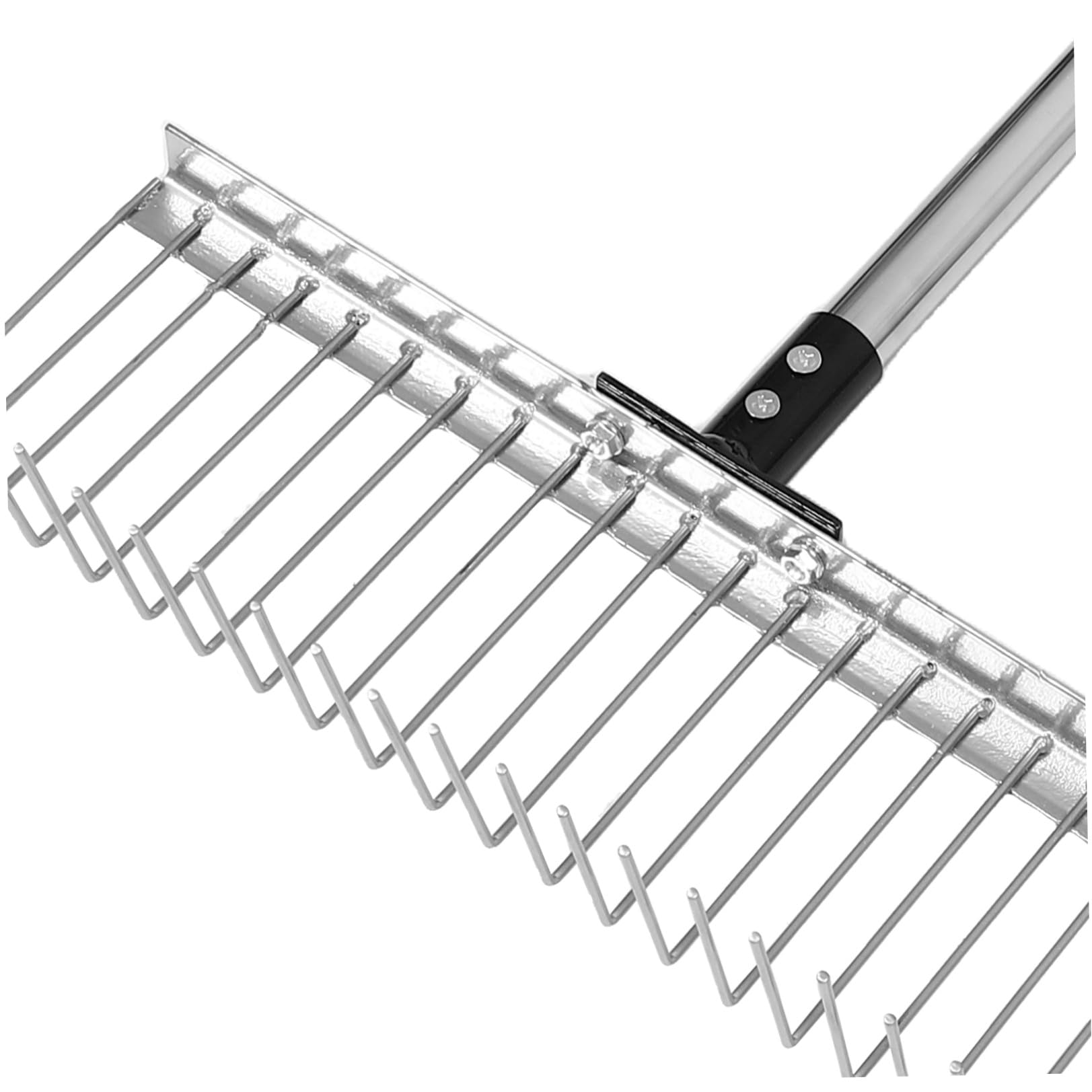 Alasum Metall Laubrechen aus Edelstahl mit 21 Zähnen Robuster Bodenrechen für Gartenbau Heavy Duty Design Verstellbar für Laub und Gras im Garten