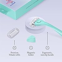 Vista 3 de Billie Kit de afeitado para mujer - Maquinilla de afeitar + 4 repuestos de maquinilla de afeitar de 5 hojas + soporte magnético - Minty