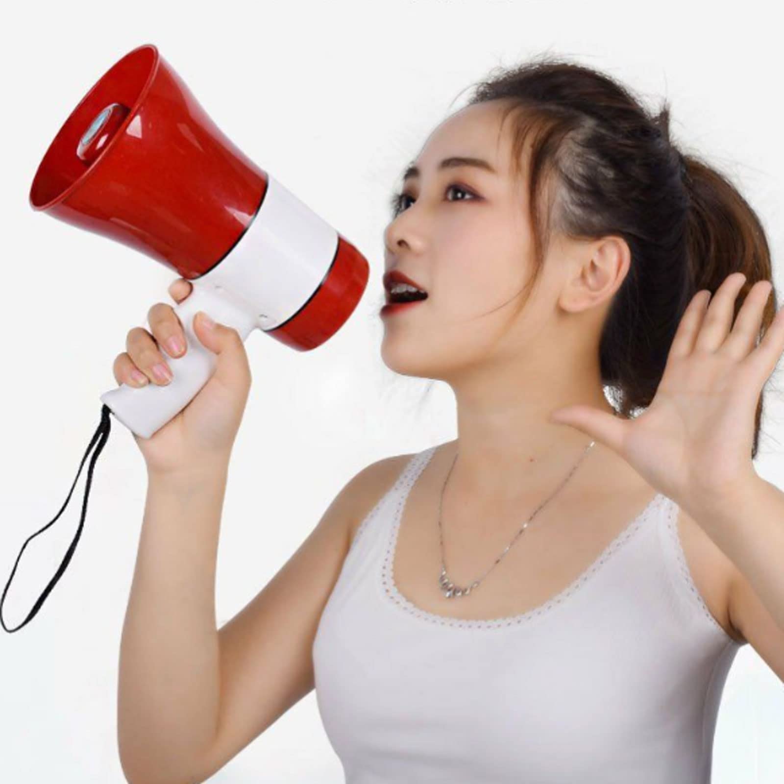 ppARK Megafon Tragbarer Megaphon-Lautsprecher Handlautsprecher 5W Bullhorn Faltbares Griff-Bullhorn mit Lautstärkeregler für alle Outdoor-Sportarten TröTe