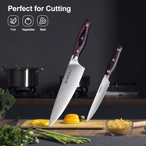 Miniatura 4 de MOSFiATA Juego de cuchillos de cocina, 5 piezas, cuchillos de chef de cocina profesionales con cuchillas de acero inoxidable ultra afiladas, juego