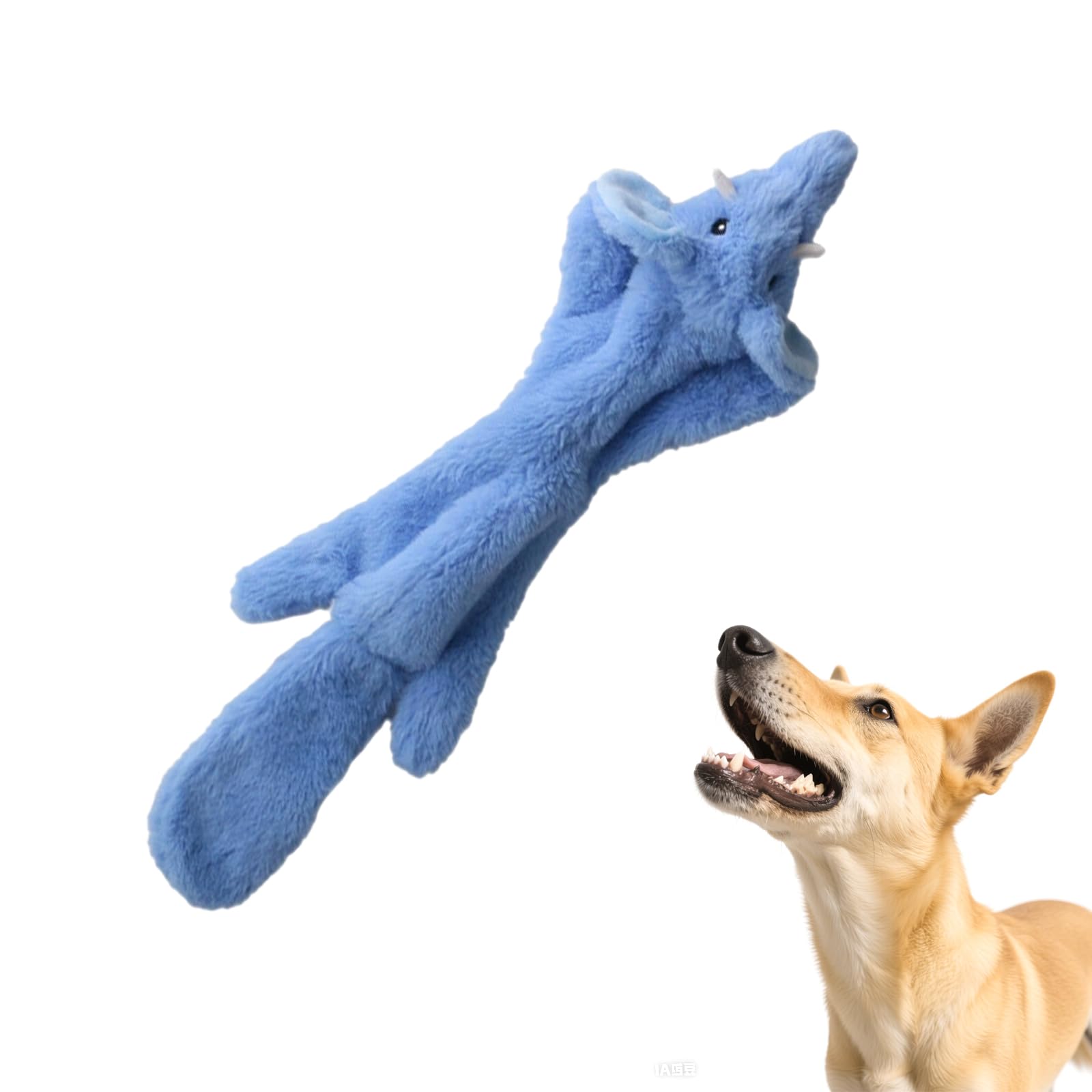 technodry Interactive Dog Toys, No Stuffing Elephant Dog Toy with Squeaker & Crinkle Sound