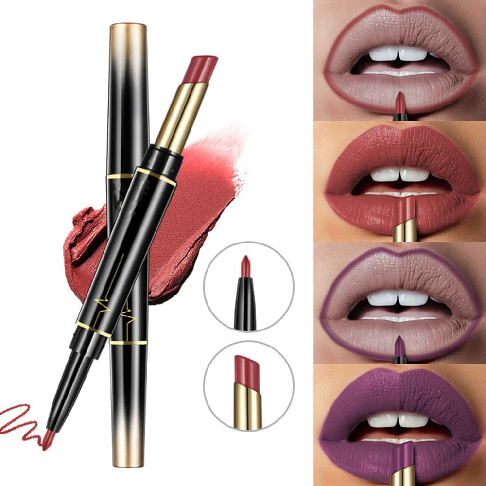 16 colori rossetto a lunga tenuta matita labbra combo, matita labbra e rossetto,set matita labbra e rossetto Dual Heads, rossetto a lunga tenuta matita labbra opaca impermeabile (16pcs / 1set)