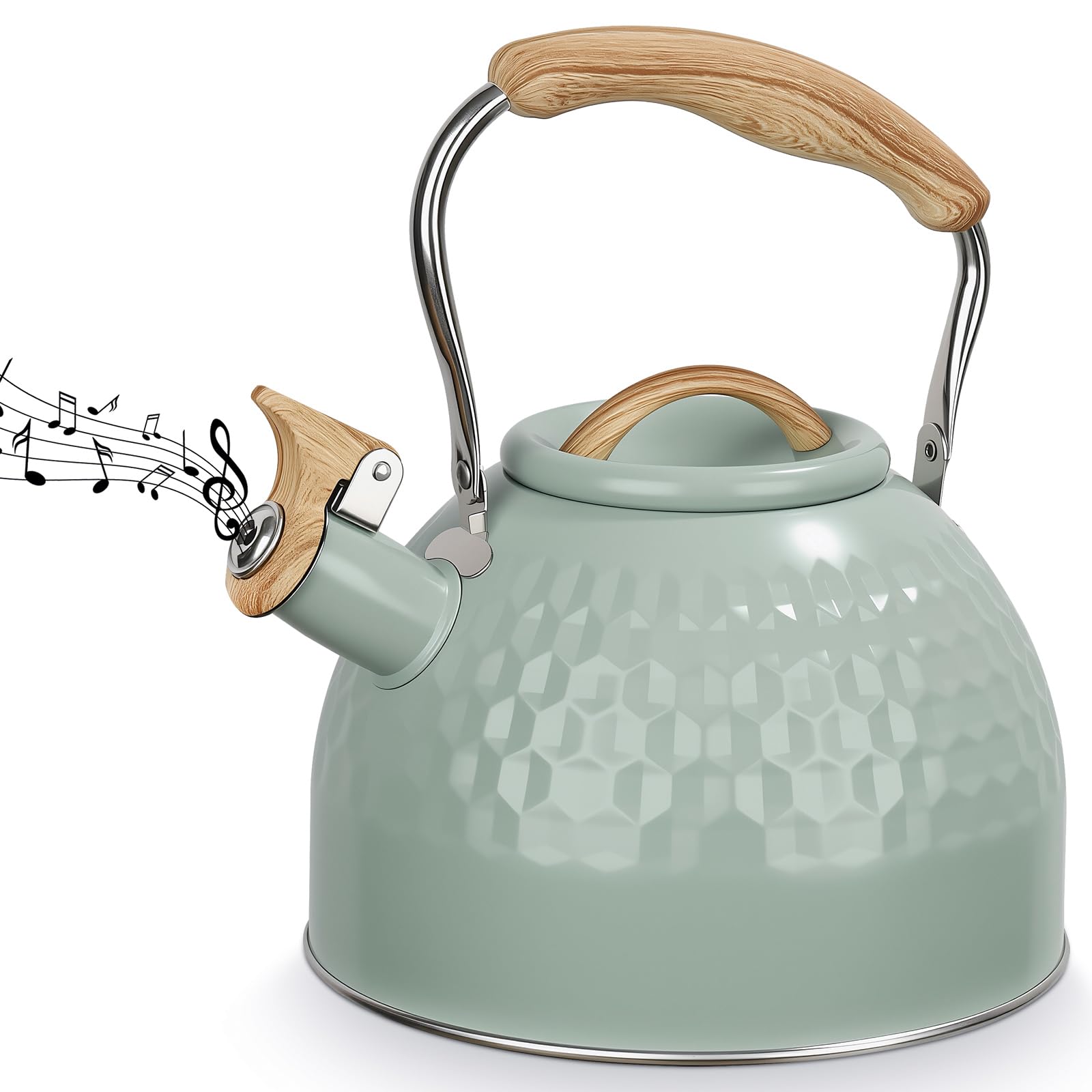 Flötenkessel, 3liter wasserkessel Retro Teekessel,Wasserkocher,Pfeifkessel aus Edelstahl, Moderne Wasserkessel Induktion für Gasherd, Keramikofen, Induktionskochfeld