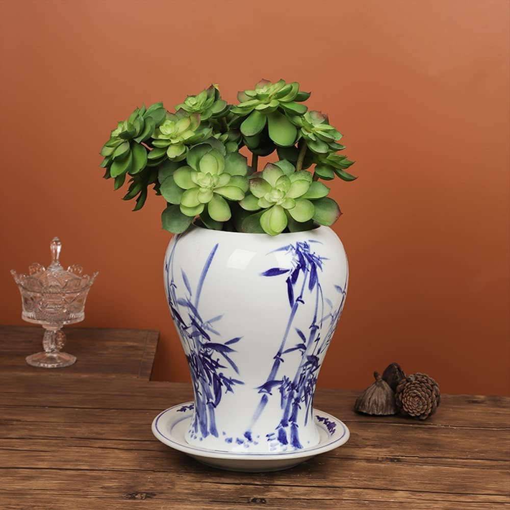 Ceramiche Jingdezhen Vasi da fiori in porcellana blu e bianca dipinti a mano Orchidee cinesi Vasi speciali Aneto verde Ciotola di erba per soldi in rame Vasi di fiori di loto Collezione Regali Ornamen